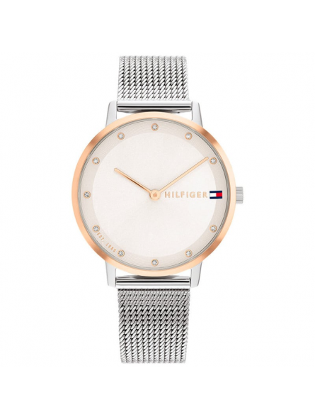Tommy Hilfiger - Montre Femme Pippa - Cadran Blanc - Bracelet Acier Maille Milanaise - Ref 1782666