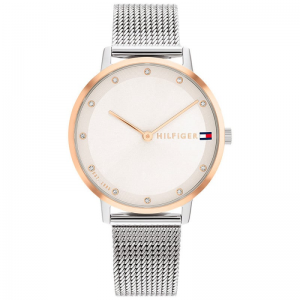 Tommy Hilfiger - Montre Femme Pippa - Cadran Blanc - Bracelet Acier Maille Milanaise - Ref 1782666