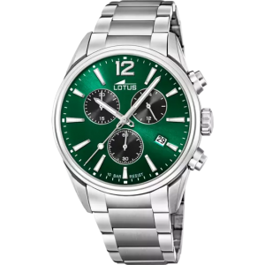 Lotus - Montre Homme Chronographe - Cadran vert - Bracelet acier gris - Ref 18690/4