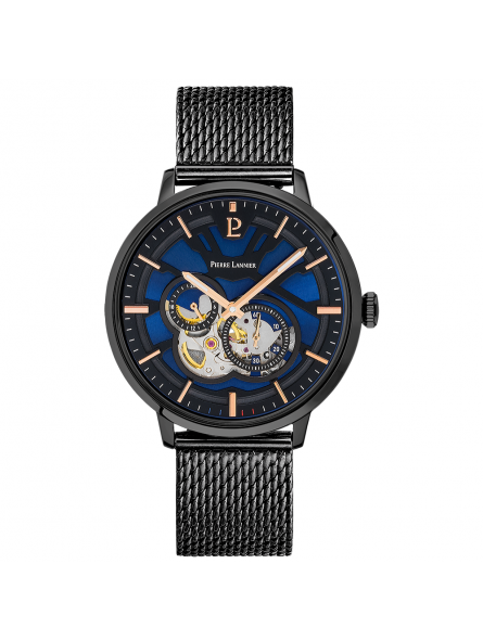 Pierre Lannier - Montre Homme Trio Homme - Boitier Métal Noir - Bracelet Métal Noir - Ref 335B469