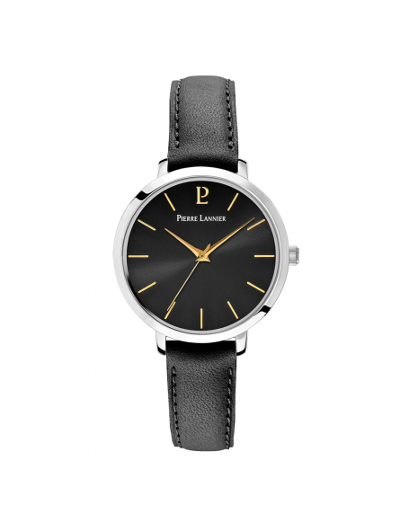 Pierre Lannier - Montre Femme Chouquette - Cadran noir - Bracelet Cuir Noir - Ref 034N633