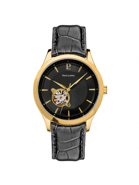 Pierre Lannier - Montre Homme - Bracelet cuir noir - Cadran noir - Ref 336B033