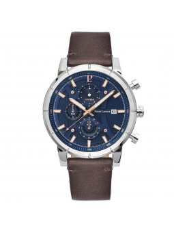 Pierre Lannier - Montre Criterium Homme - Boitier Acier Argenté - Bracelet Cuir Marron - Ref 223G164