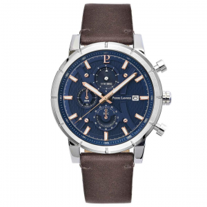 Pierre Lannier - Montre Criterium Homme - Boitier Acier Argenté - Bracelet Cuir Marron - Ref 223G164