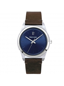 Pierre Lannier - Montre Candide Homme - Boitier Métal Argenté - Bracelet Cuir Marron - Ref 213D164