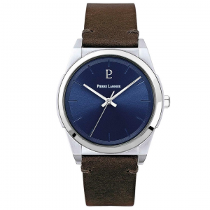 Pierre Lannier - Montre Candide Homme - Boitier Métal Argenté - Bracelet Cuir Marron - Ref 213D164