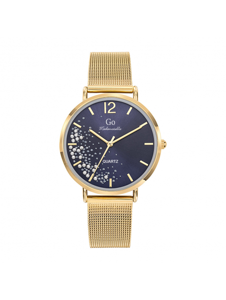 Girl Only - Montre Femme Cadran bleu, bracelet acier doré - Ref 695355