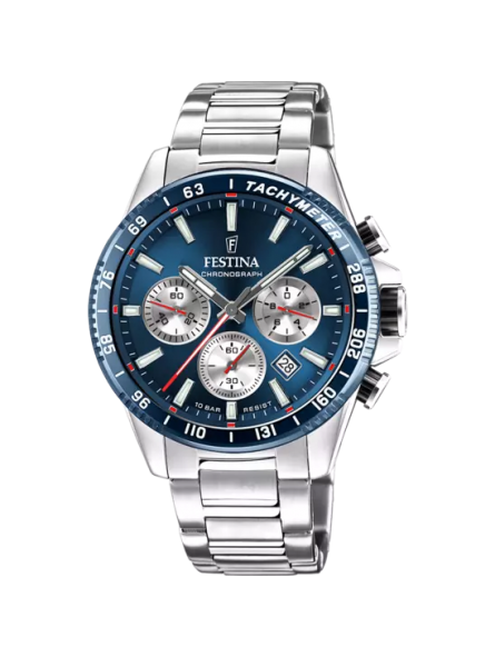 Festina - Montre Homme Chronographe acier - Cadran bleu - Ref F20560/2