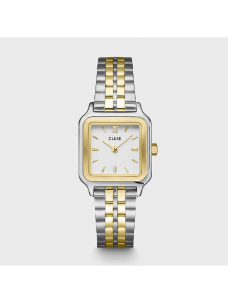Cluse - Montre Femme Gracieuse Petite - Cadran blanc - Bracelet acier bicolore - Ref CW11801