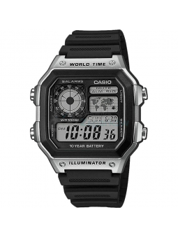 Casio - Montre Homme Sport Technologie - Boîtier Résine Argentée - Bracelet Résine Noire - Ref AE-1200WH-1CVEF