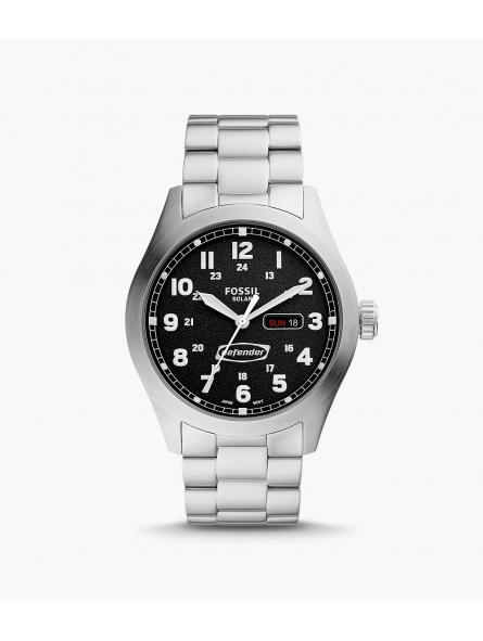 Fossil - Montre Solaire Defender Homme - Boitier Acier Argenté - Bracelet Acier Argenté - Ref FS5976
