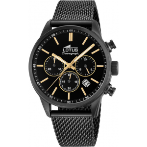 Lotus - Montre Homme Chronographe - acier noir - bracelet maille milanaise - Ref 18700/2