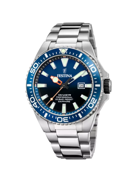 Festina - Montre Diver Homme - Boitier et Bracelet Acier Argenté - Ref F20663/1
