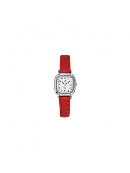 Certus - Montre Femme bracelet cuir rouge - cadran carré - Ref 644411