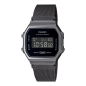 Casio - Montre Homme Vintage Iconic - Résine Gunmétal - Bracelet Acier Noir - Ref A168WEMB-1BEF