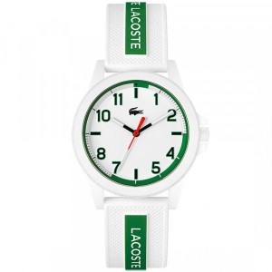 Lacoste - Montre Junior Cadran et Bracelet Silicone Blanc Vert - Ref 2020140
