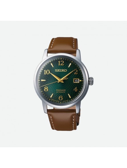 Montre Homme SEIKO Presage Cocktail Mojito Automatique Vert Cuir Brun - SRPE45J1 Montre Homme SEIKO Presage Cocktail Mojito Automatique Vert Cuir Brun - SRPE45J1