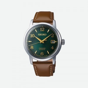Montre Homme SEIKO Presage Automatique Vert Cuir Brun - SRPE45J1