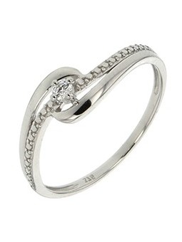 Solitaire accompagné diamant 0,05 ct Fantaisie or blanc 375