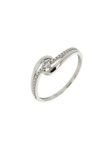 Solitaire accompagné diamant 0,05 ct Fantaisie or blanc 375