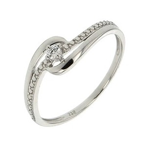 Solitaire accompagné diamant 0,05 ct Fantaisie or blanc 375