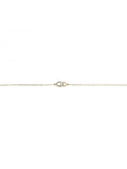 Bracelet Oxyde Fantaisie anneau entrelacet or bicolore 375