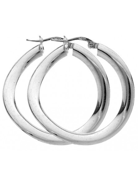 PAIRES CREOLES ARGENT TWISTEES FIL PLAT 3,5 MM D.25 MM