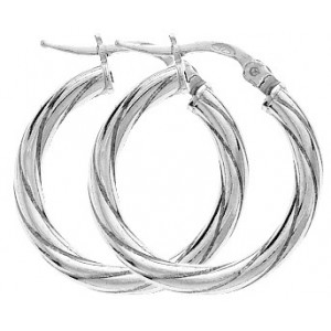 Paire Créoles argent fil torsade 3 mm diamètre 15 mm