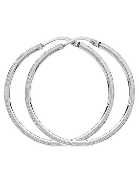 Paire Créoles argent Fil carré  4 mm Diamètre 25 mm