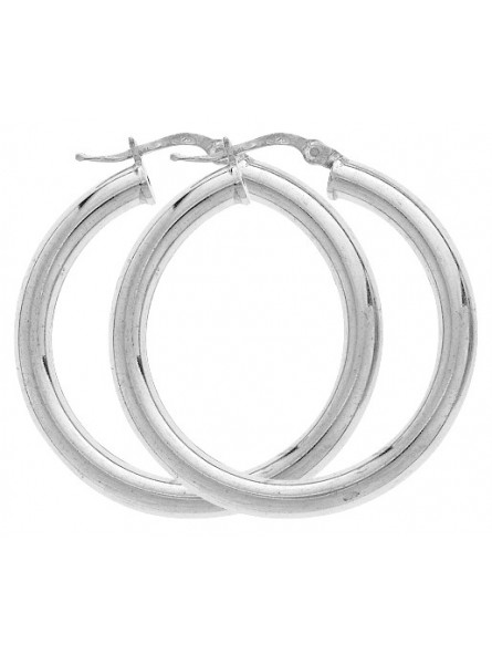 PAIRE CREOLES ARGENT FIL ROND 4 MM D.25 MM