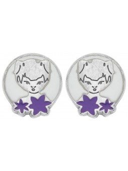 Boucles d'oreillesargent motif Fée violet