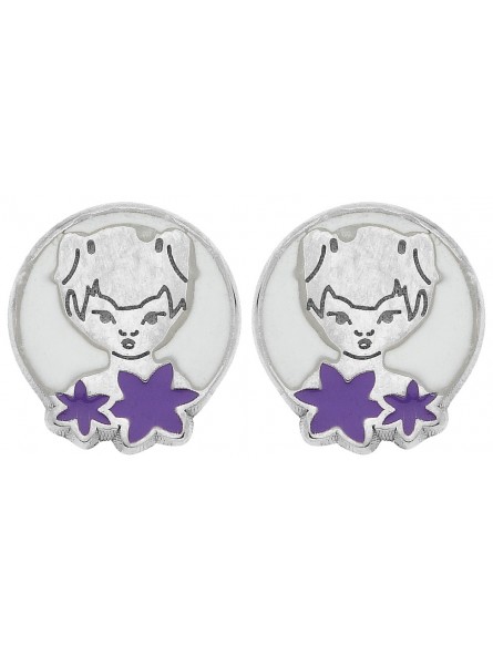 Boucles d'oreillesargent motif Fée violet