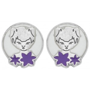 Boucles d'oreillesargent motif Fée violet