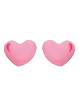 Boucles d'oreilles Coeur Rose émail argent 925 rhodié