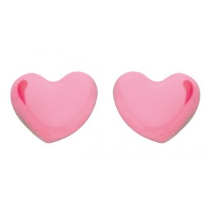 Boucles d'oreilles Coeur Rose émail argent 925 rhodié