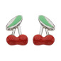 Boucles d'oreilles Enfant Cerises émail rouge