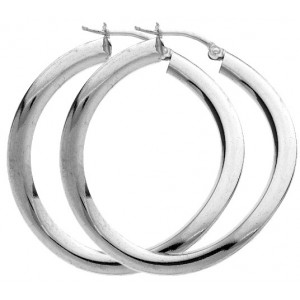 Paire Créoles argent Twistees fil plat 3,5 mm Diamètre 30 mm