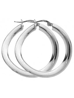 PAIRES CREOLES ARGENT TWISTEES FIL PLAT 3,5 MM D.25 MM