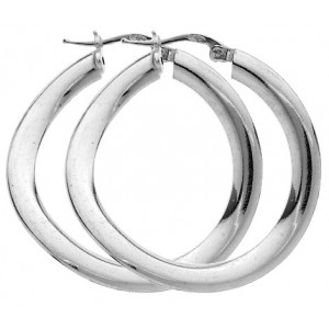PAIRES CREOLES ARGENT TWISTEES FIL PLAT 3,5 MM D.25 MM