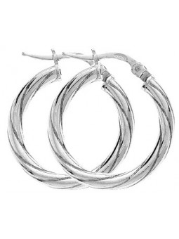 Paire Créoles argent fil torsade 3 mm diamètre 15 mm