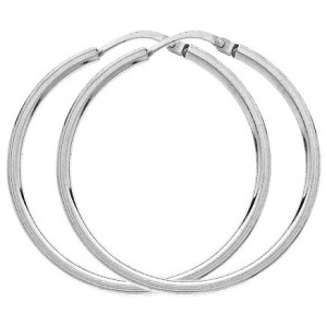 Paire Créoles argent Fil carré  4 mm Diamètre 25 mm