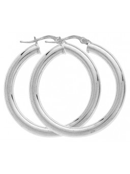 PAIRE CREOLES ARGENT FIL ROND 4 MM D.25 MM