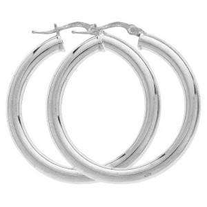 PAIRE CREOLES ARGENT FIL ROND 4 MM D.25 MM