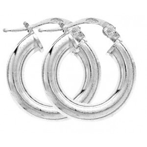 Paire Créoles argent Fil Rond 4 mm Diamètre 10 mm