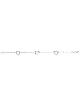 Bracelet Maille Jaseron avec motif Coeur Alterné argent 925 rhodié