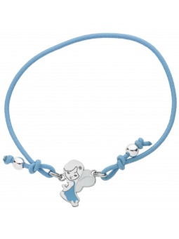 Bracelet élastique bleu motif Fée bleue et blanche