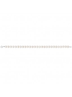 Bracelet Rang 19 Perles eau douce blanches 6-7 mm argent rhodié 925