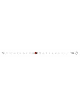 Bracelet Maille Jaseron avec motif Coccinelle argent Rhodié