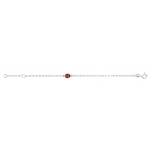 Bracelet Maille Jaseron avec motif Coccinelle argent Rhodié