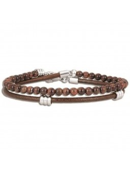 Bracelet Officina 1986 Double Rangs Oeil De Taureau Cuir Marron - Oi015 - Marque Officina